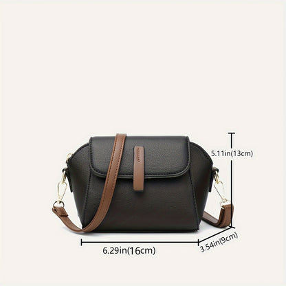 Mini Flap Crossbody Bag with Adjustable Strap, Zipper Closure, Anti-theft, Polyester Lining, Random Printing, Edge Paint, for Women's Daily Commuter