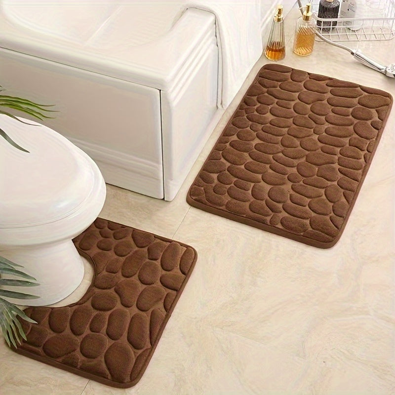 Set of anti-slip toilet floor mats, quick-drying, easy to care for, in dimensions 50*80cm and 50*40cm.