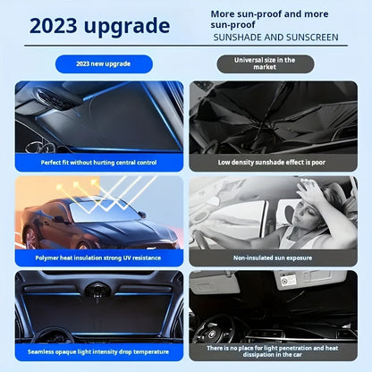 1 car windshield visor for heat insulation and interior protection.