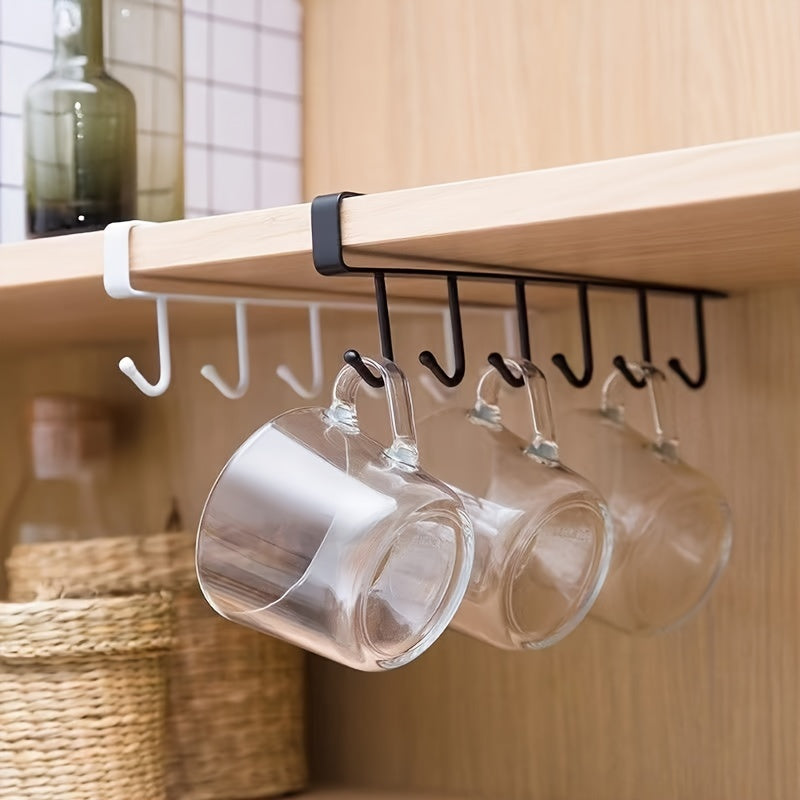 Simple to install, these cast iron hooks have a seamless, nail-free design that is ideal for organizing your kitchen and wardrobe. They are perfect for hanging clothes, cups, and storing glassware.