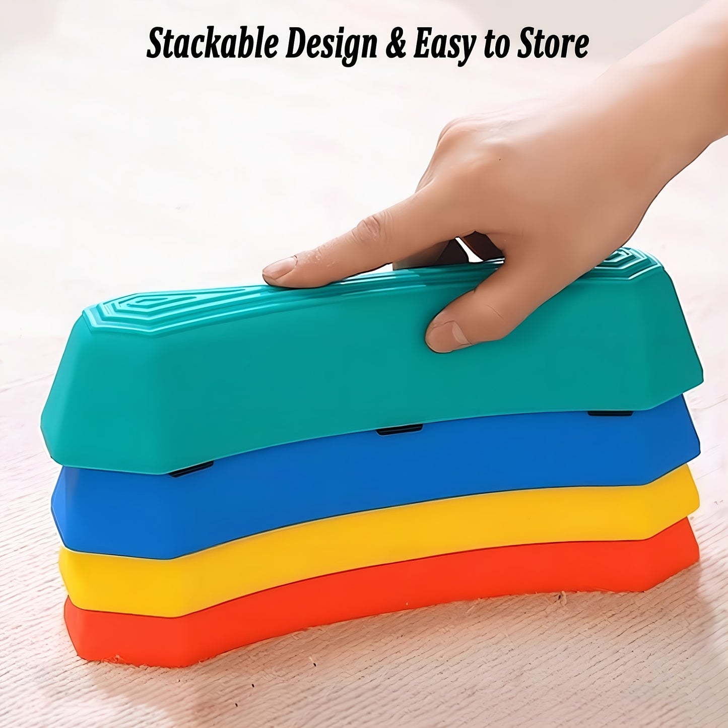 8-piece set of Stepping Stones and Balance Blocks in red, green, blue, and yellow, made of durable PP material for indoor/outdoor use. Perfect for youngsters' fitness and sensory play.