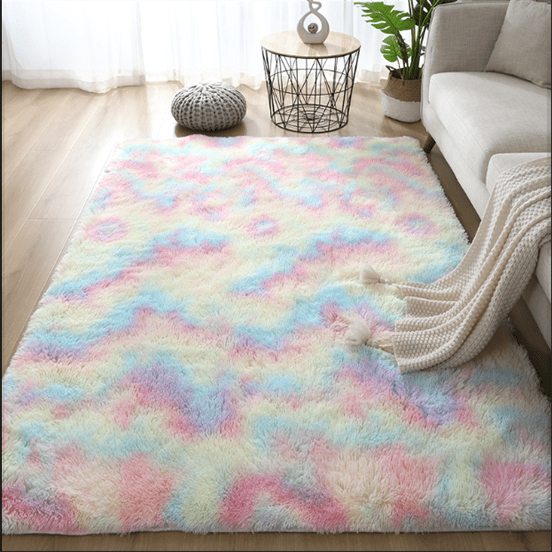 Luxurious Ultra Plush Soft Area Rug, Perfect for Bedroom or Living Room, Tie-Dyed Fluffy Bedside Rug, Machine-Washable Shag Carpet for Nursery, Children's Room, or Home Decor