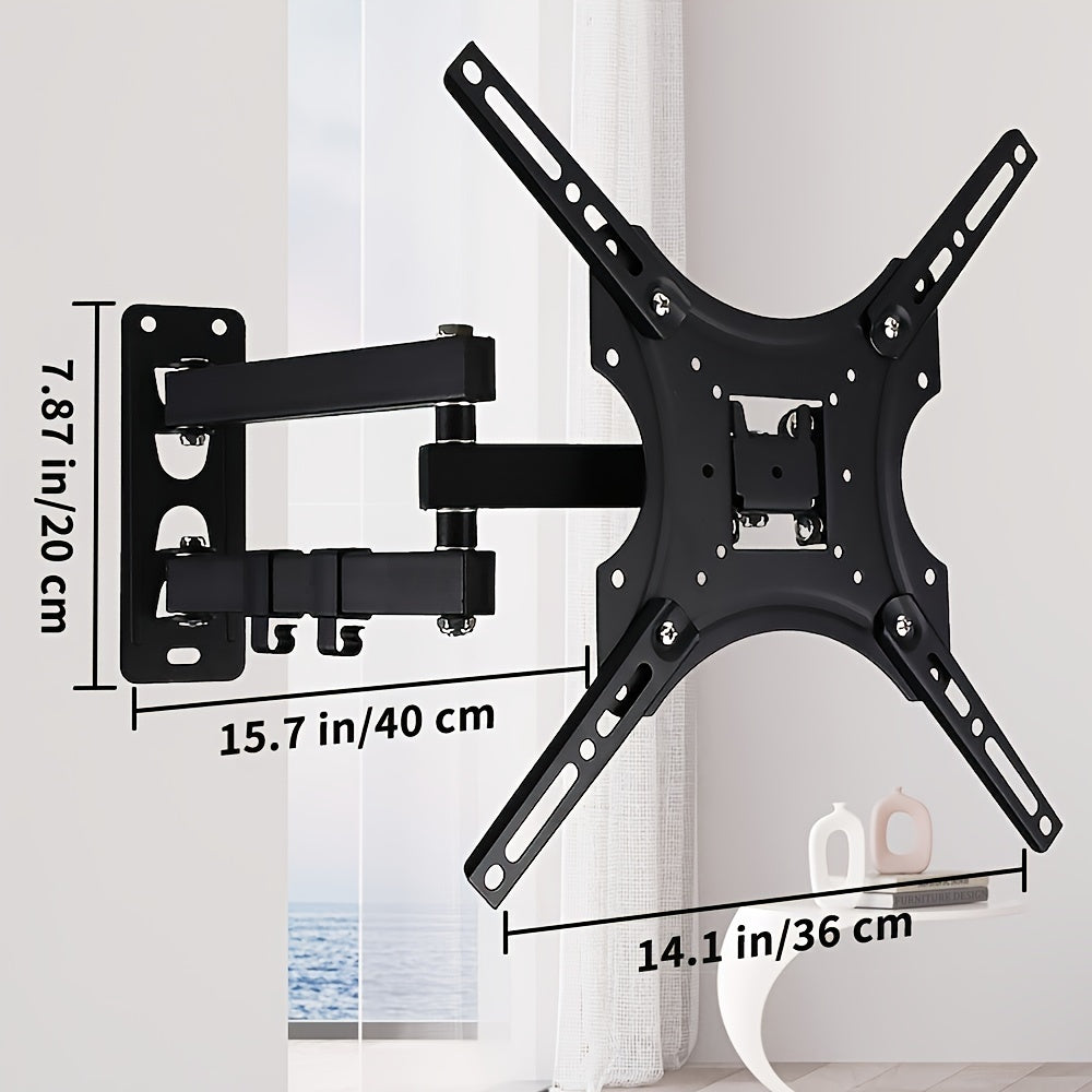 Single Pack Full-Motion TV Wall Mount Bracket with Articulating Arm, Tilt and Extend, for 32-55 Inch LED, LCD, Flat & Curved Screens, Max VESA 400x400mm, Metal Construction, Fixed Mounting, No Wood Required