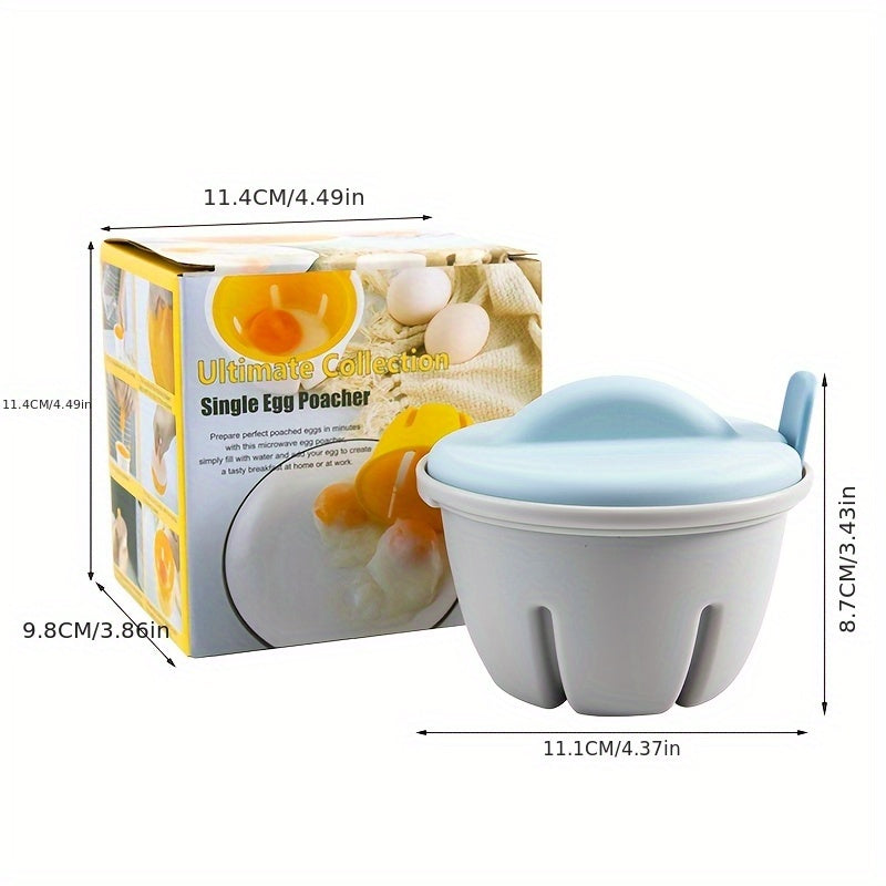 Convenient Single-Cup Plastic Egg Mold with Lid, Microwave Egg Poacher, Heat Resistant, Multi-Layer Material, Breakfast Kitchen Tool