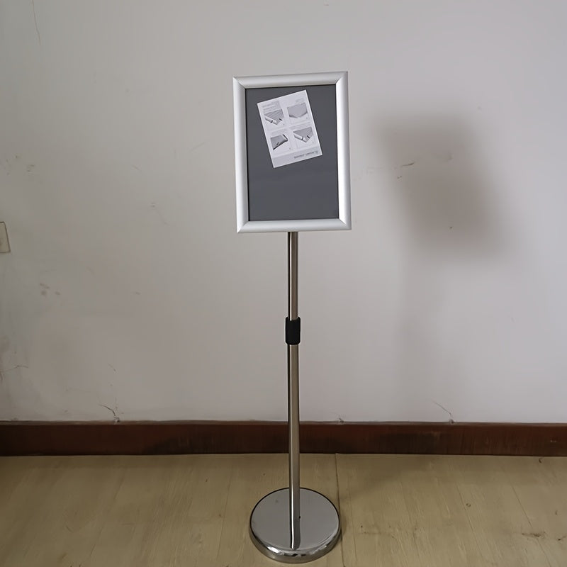 A4 Metal Sign Stand: Adjustable, Rotatable, Freestanding for Outdoor & Indoor Use, Horizontal/Vertical Orientation