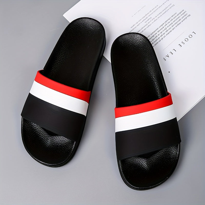 Gender-neutral Color Block Open Toe Slippers for Men and Women, featuring Soft, Durable Sole with Non-slip Comfort.