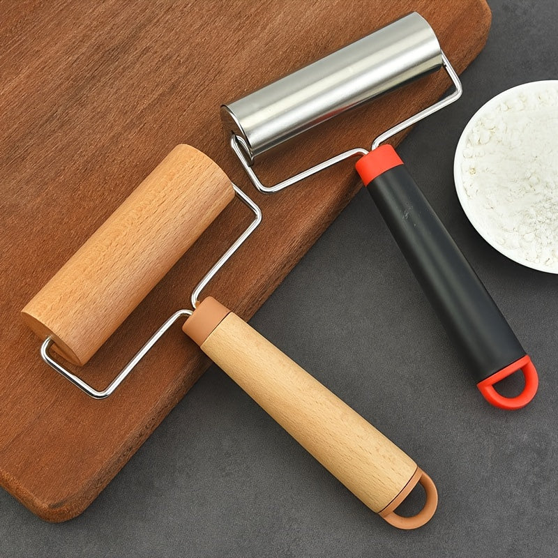 Essential Kitchen Gadget: Stainless Steel T-Shaped Pastry Roller Ideal for Pizza, Bread, and Biscuits