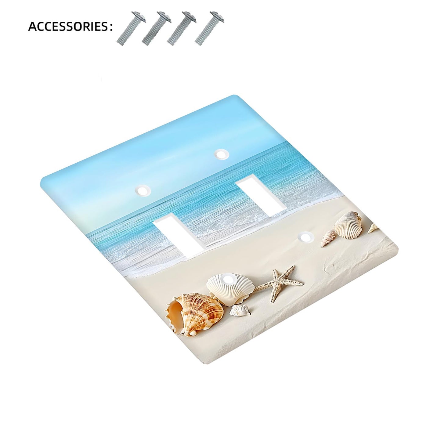 1pc Beach Ocean Theme Light Switch Cover for bedroom or bathroom. Easy to clean, no electricity required. Available in 1 or 2 gang sizes.