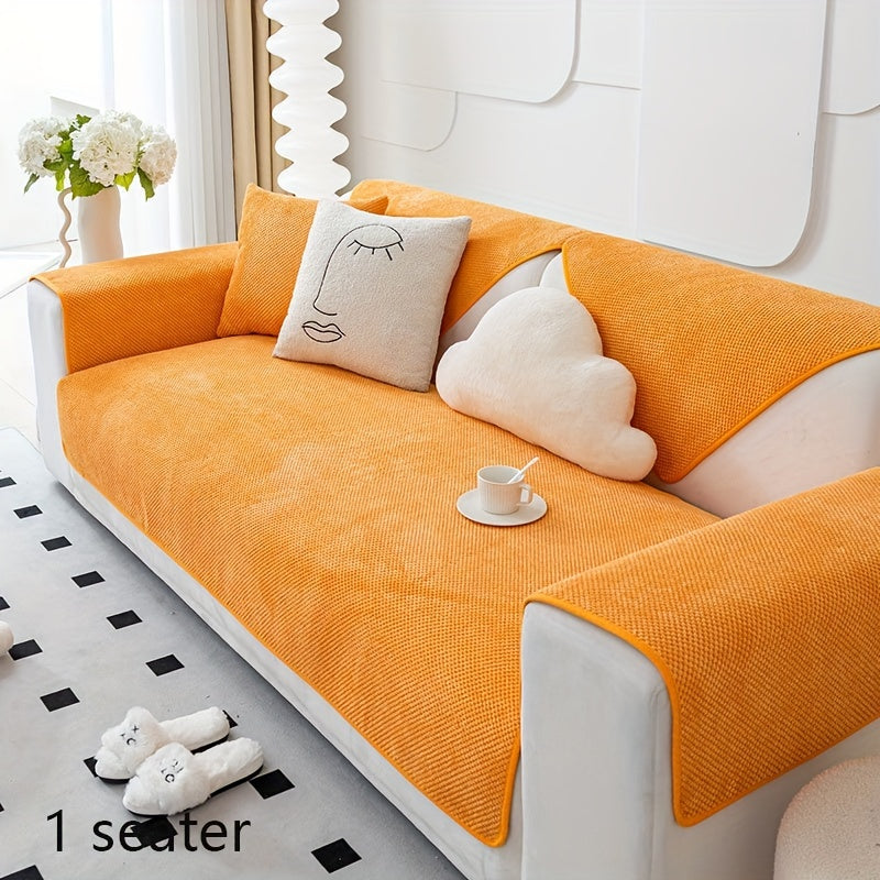 1pc Non-slip Sofa Slipcover Furniture Protector, for Bedroom Office Living Room Home Decor. Handrail Backrest Cover Pillowcase sold separately.