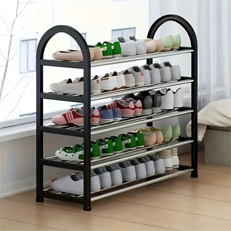 4-Tier Black Shoe Rack with Ample Space - Simple Assembly, Ideal Storage Solution for Dorms, Schools & Homes, Made from Strong Polypropylene, Shoe Organizer with Large Capacity