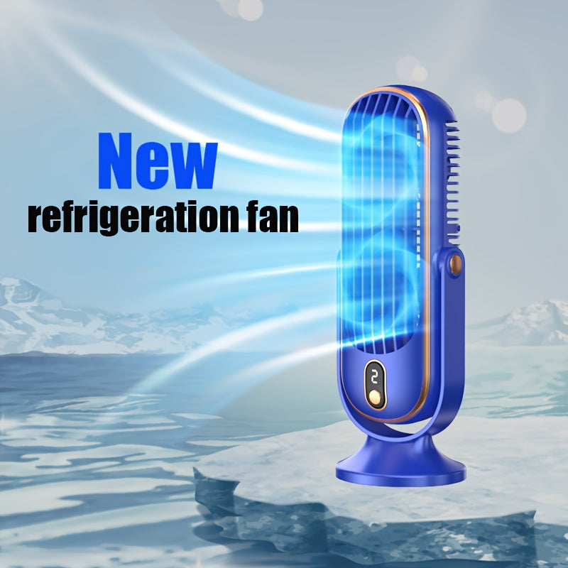 The 1pc Portable Mini Tower Fan is equipped with 5 speed settings, a rechargeable 1200mAh lithium battery, and USB charged wireless operation. Ideal for both indoor and outdoor use, this plastic table fan features a cord and button control for personal