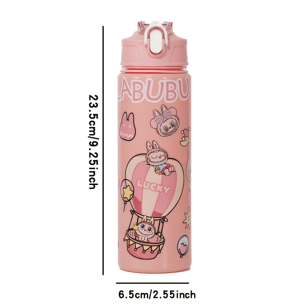 Labubu Cartoon Themed Water Bottle, 700ml, Leak-Proof with Straw, Ideal for Running & Outdoor Activities, Hand Wash Only, Festive Gift for Various Occasions