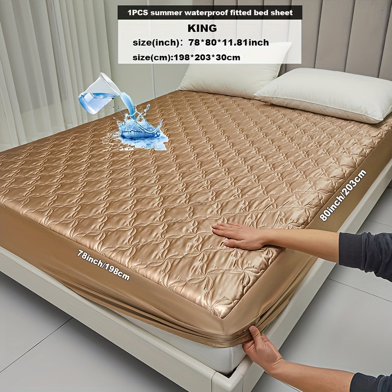 Protect your mattress with the 1pc Keduoduo Summer Waterproof Fitted Sheet. Made from thickened TPU satin, this sheet is cool and comfortable during the hot summer months. The machine washable, durable polyester fabric is 100% waterproof and features an