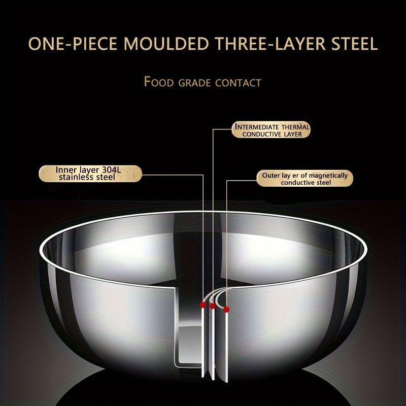 Large 29.97/32.0cm Stainless Steel Cooking Pot with Glass Lid - Versatile, High Capacity, Food-Grade, Induction Ready for Baking & Hot Pot Cooking