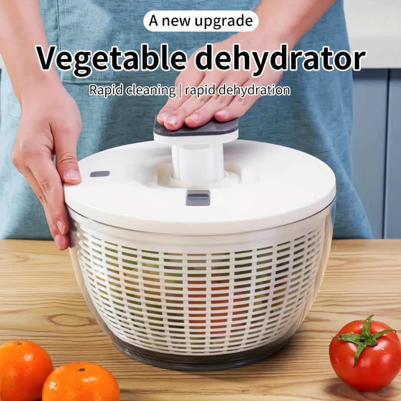 Essential Kitchen Tool: 6L Manual Salad Spinner & Vegetable Dryer - Multi-Functional Gadget for Quick Drying of Lettuce, Fruits, and More.