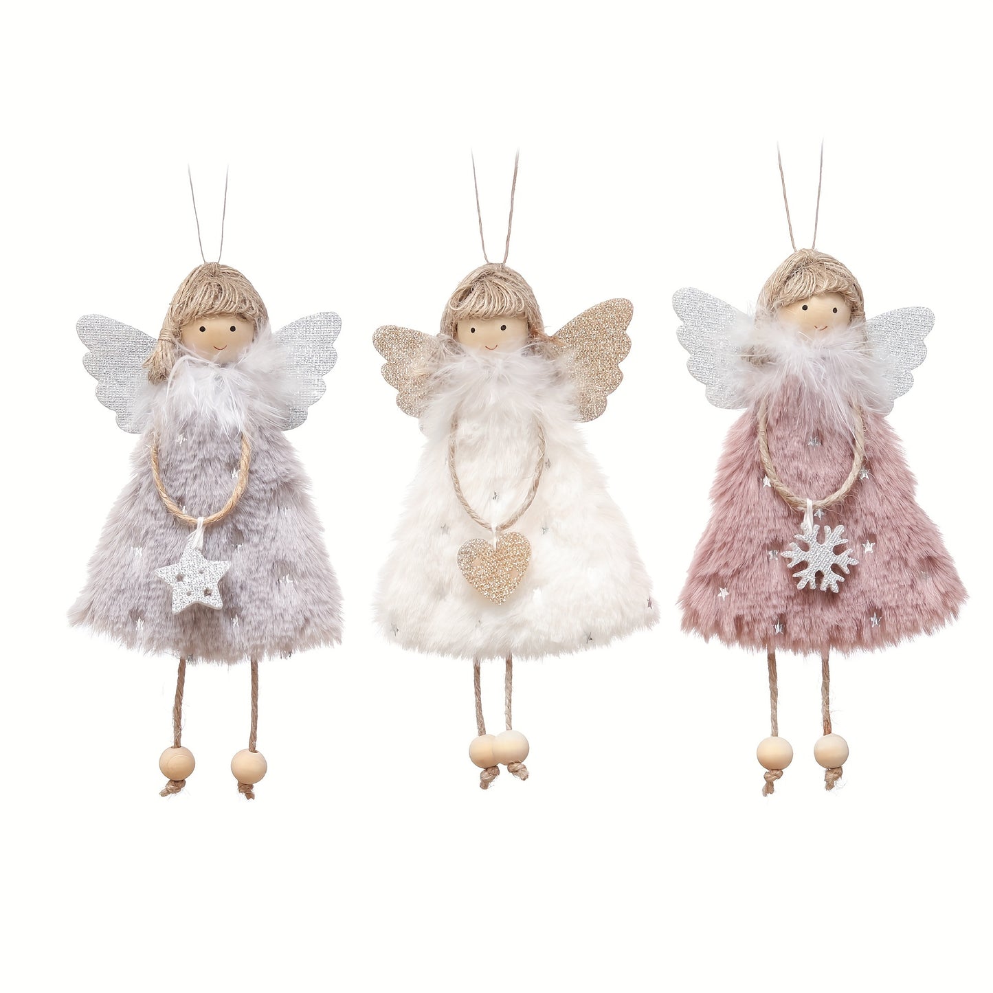 3pcs Christmas decoration pendant with creative doll charm, angel girl pendant, and Christmas tree ornament. Perfect for scene, festival, room, and office decor, as well as theme parties.