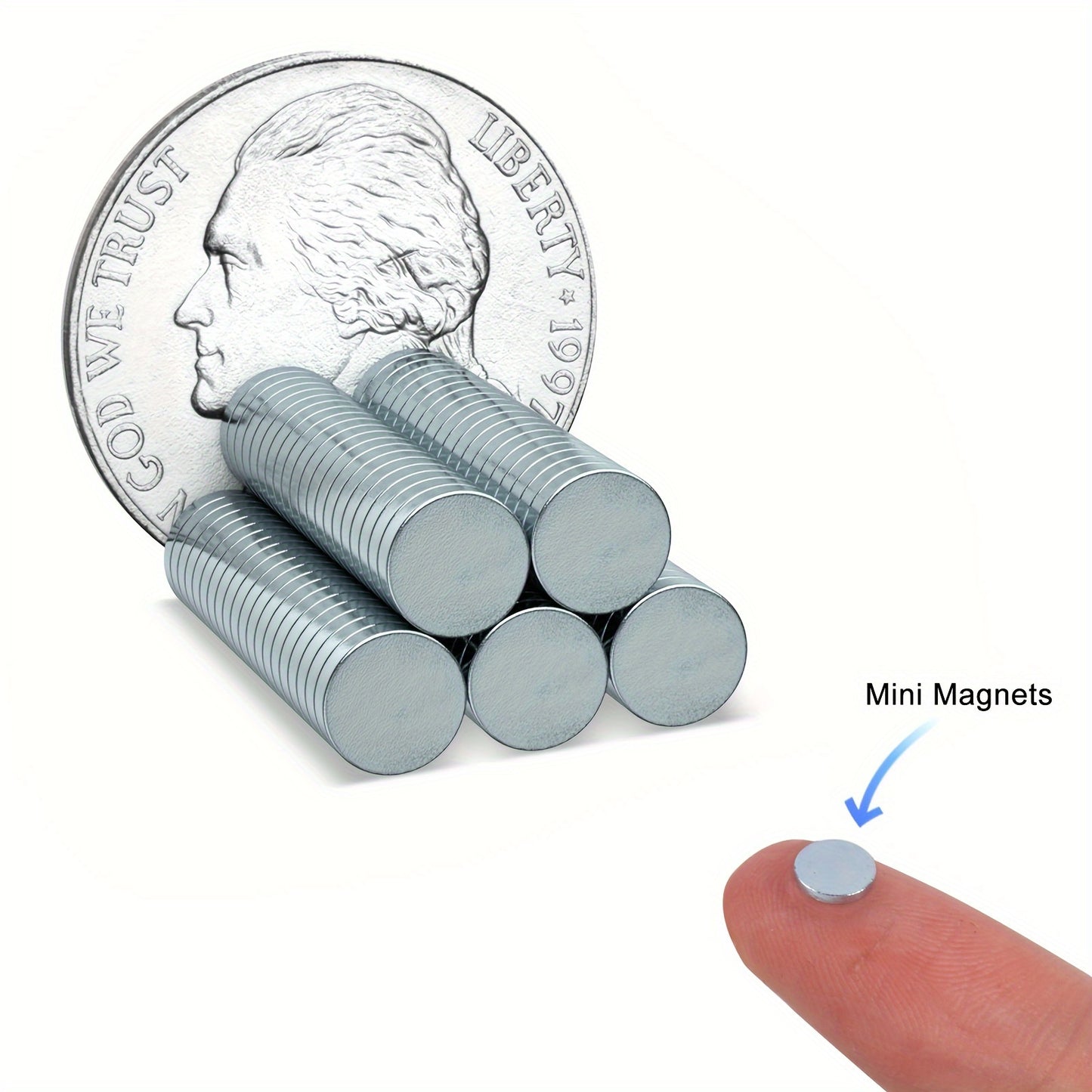 100 Blue Round Magnetic Patches, 5x1mm, Ideal for Whiteboards and Fridges.