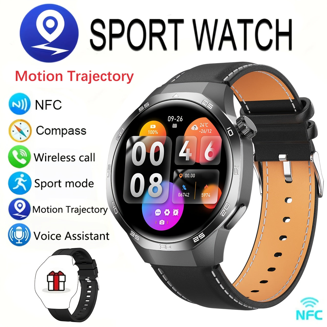 2025 New GPS Motion Trajectory Smart Watch for Men Watch 5 Max with AI Voice Wireless Call NFC, 100+ Sports Modes, Outdoor Sports Men'S Smart Watch, Fitness Tracker with Compass, Father'S