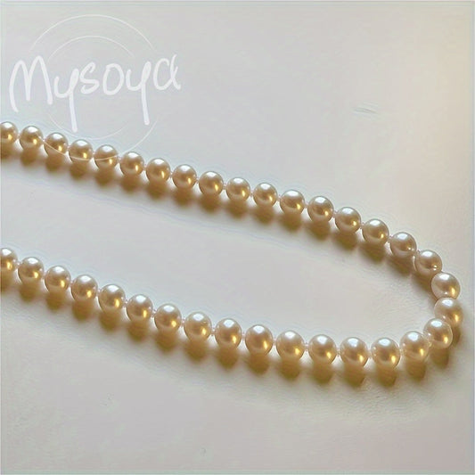 Enhance your look with the MYSOYA Elegant Handmade Freshwater Pearl Necklace. Featuring 5-6mm white pearls with a vintage OT clasp, this exquisite piece is perfect for weddings and daily wear. Presented in a chic gift box, it makes an ideal gift for