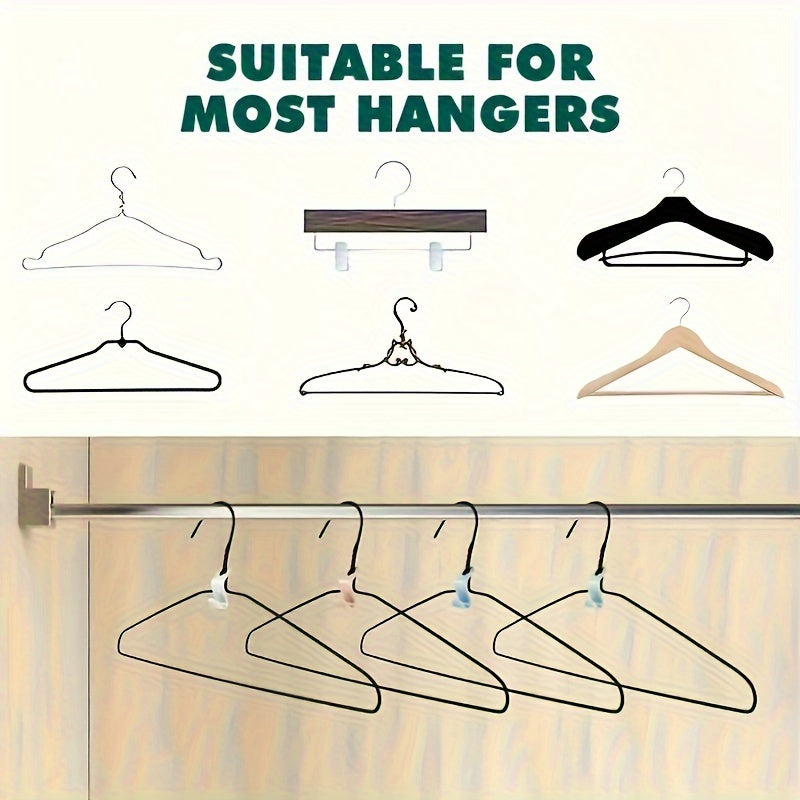 50 foldable plastic hanger hooks for wall-mounted wardrobe storage, in various colors. Casual style hangers for clothes rack.