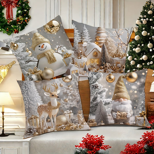 4-piece pillowcase set with Christmas themes, 45.01*45.01 cm. Perfect for room, living room, or sofa decoration. Pillow core not included.