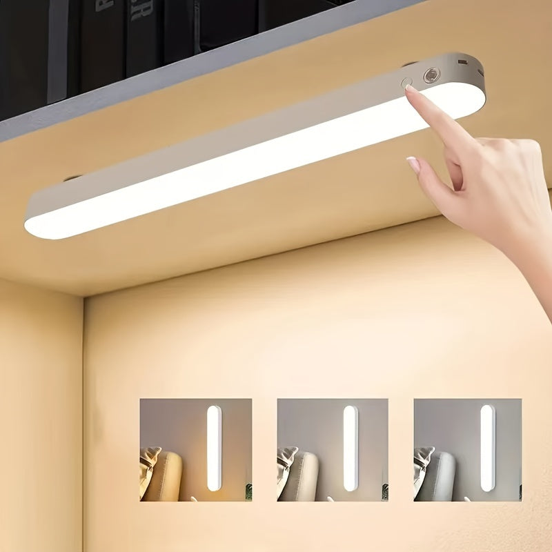 USB Rechargeable LED Strip Lights with Adjustable Brightness, Modern Wall-Mounted Desk Lamp for Bedroom & Dorm, Sleek Design with Polished Finish, Lithium Battery Powered.