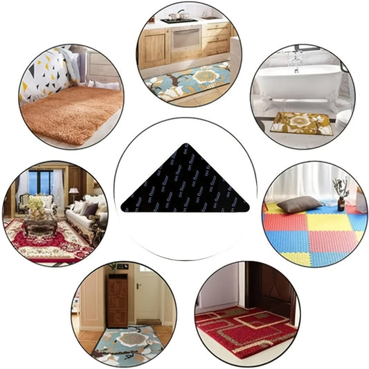 Get a pack of 4/8/16/24 Reusable Carpet Stickers designed to keep your rugs in place. These Non-Slip Washable Rug Stickers are perfect for hardwood floors and corners, helping to prevent rugs from moving and rolling. The triangle-shape design allows you