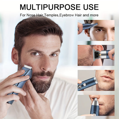 5-in-1 Professional Body Hair Trimmer for Men with Replaceable Ceramic Blade and USB Rechargeable.