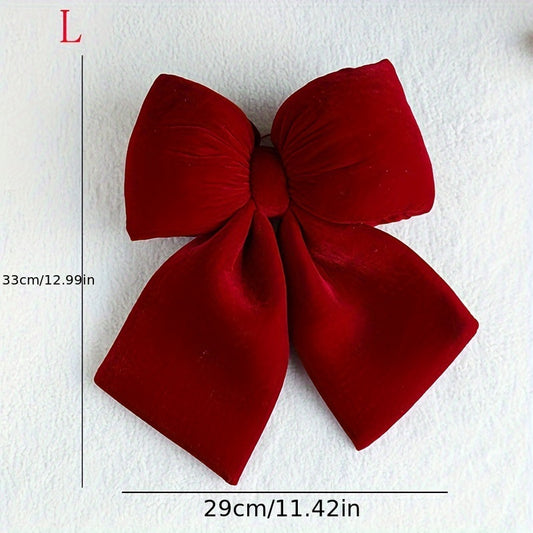 1 Classic Red Velvet Bow Ornament for holiday decoration, suitable for Christmas, Thanksgiving, New Year, and Valentine's Day.