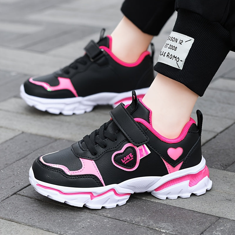 Stylish black and pink sneakers with glow-in-the-dark and shock-absorbing features, ideal for outdoor and casual activities.