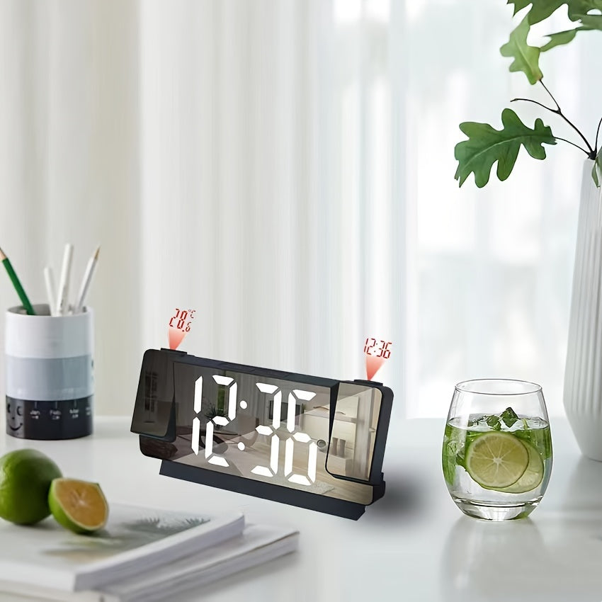 LED Dual Projection Alarm Clock with USB Power, Battery Operated, Digital Wall Clock for Bedrooms.