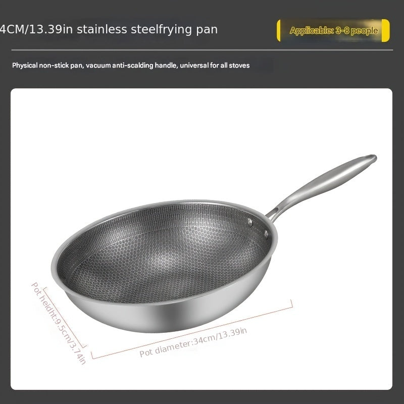 Top-Quality Stainless Steel Wok - Non-Stick Coating, Built to Withstand High Temperatures and Rust, Ideal for Home and Professional Kitchens - Great for Stir-Frying, Steaming, Sautéing and Much More