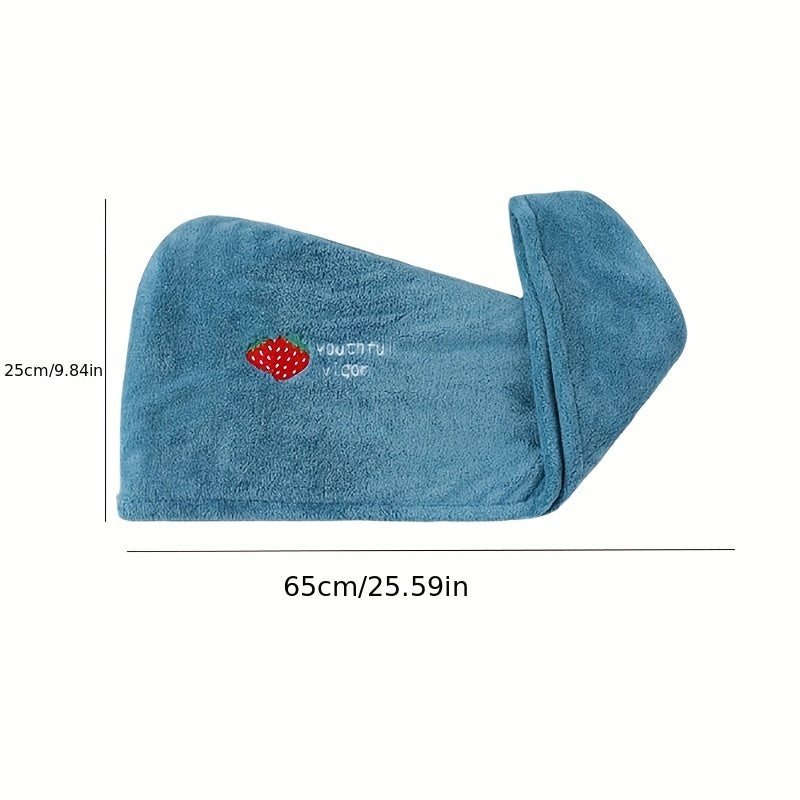 Soft coral fleece hair towel wrap with quick dry, thick material, cute cartoon design, double layer embroidery for extra absorption, and non-shedding shower cap.