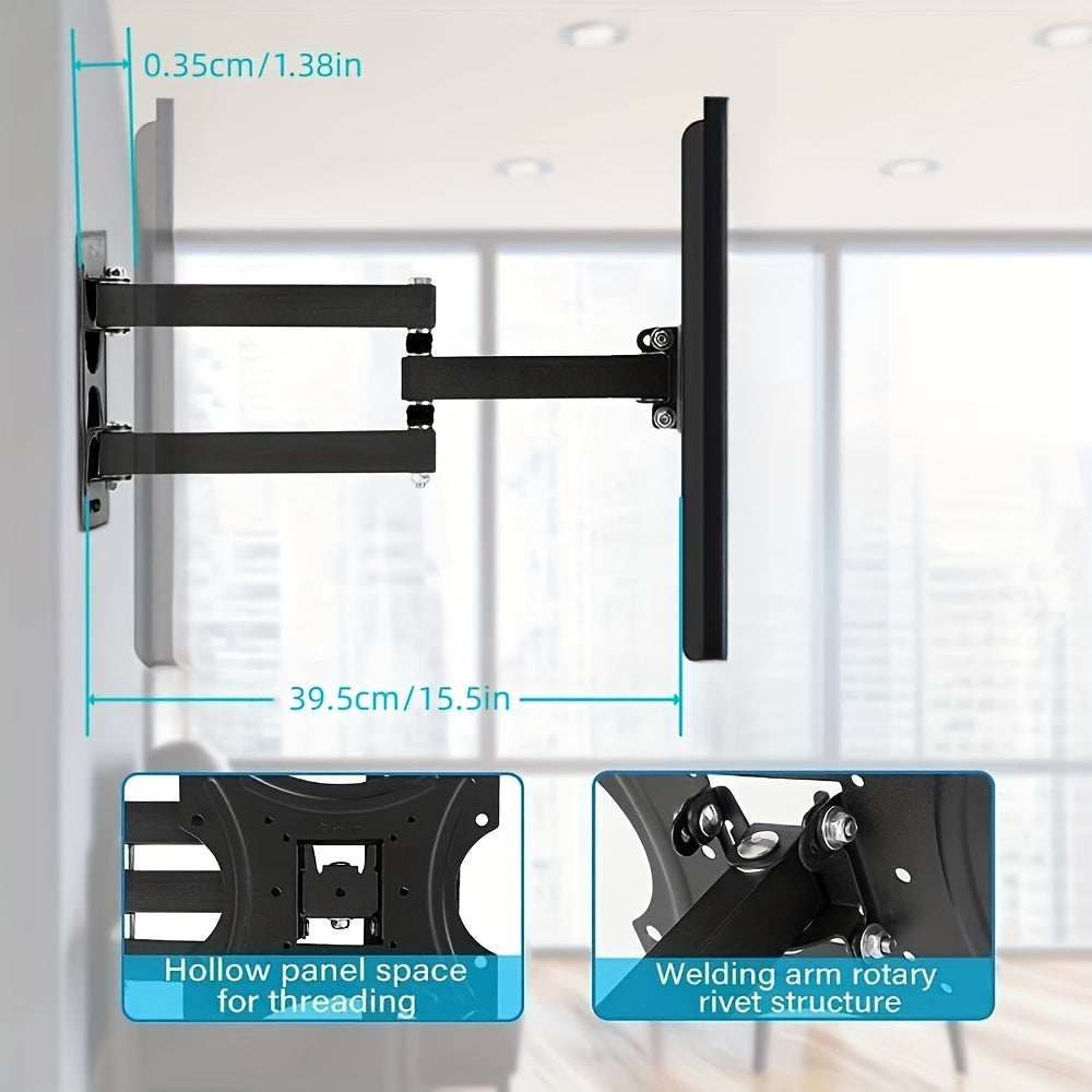 Adjustable TV & Monitor Wall Mount Bracket with Full Motion Articulating Arms for Swivel, Tilt & Extension - Compatible with 32-55 inch LED LCD Flat Curved Screens, Holds up to 44 lbs, Easy Installation with No Power Required.