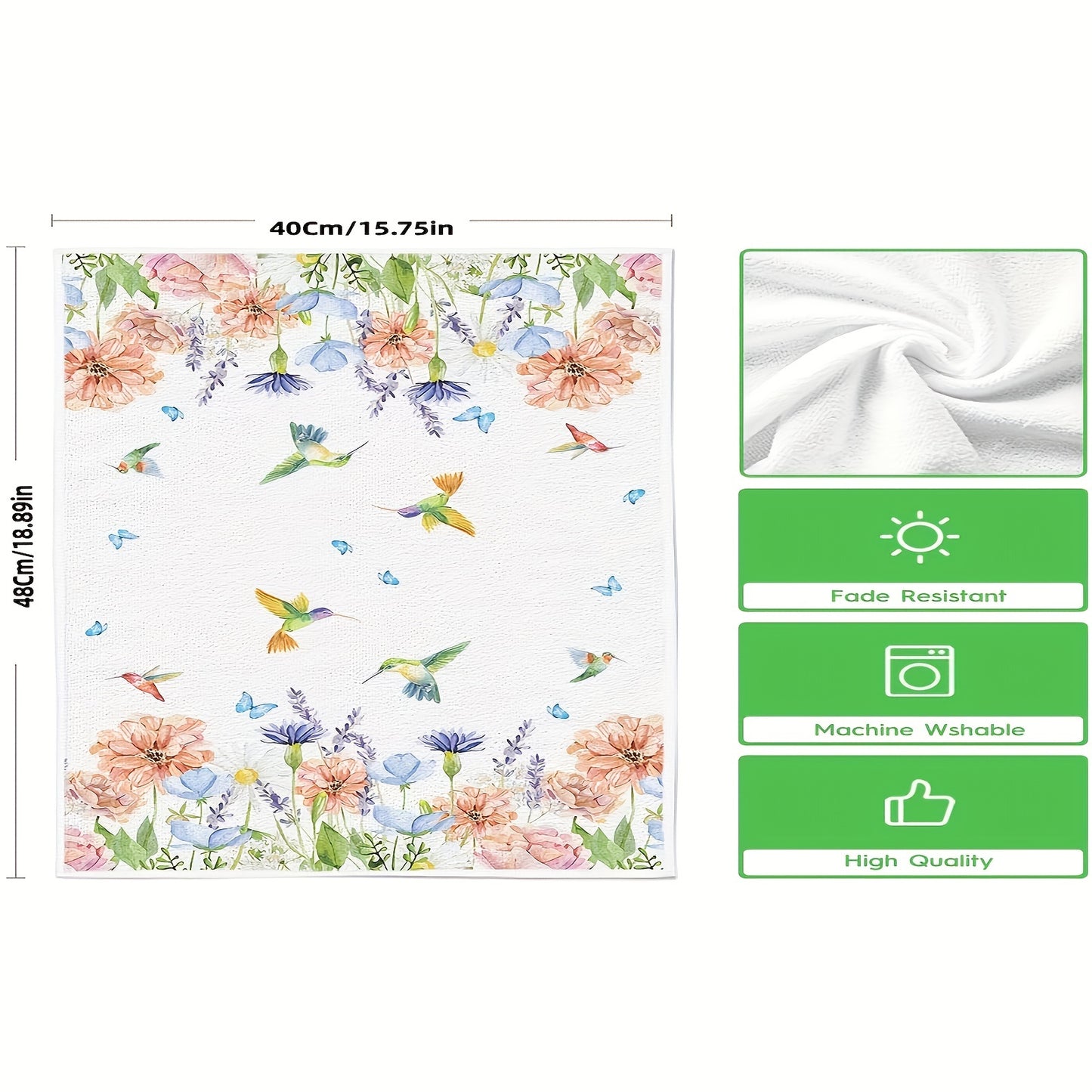 2/4 piece set of Hine Spring Floral hand towels. Ultra-soft, quick-dry, absorbent microfiber dishcloths. Fade-resistant and machine washable for home and kitchen decor.