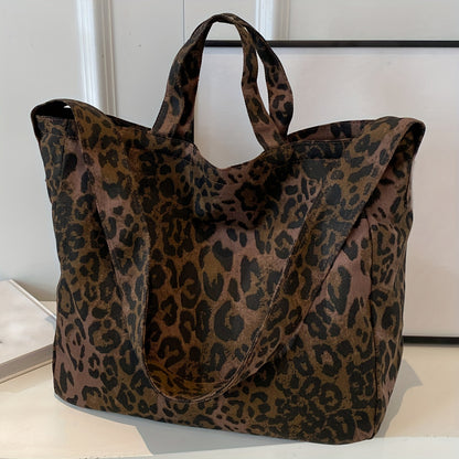 Leopard Print Tote Bag for Women – Stylish, Large Capacity, Versatile, Zipper Closure