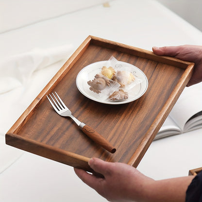 Rectangular walnut tray suitable for various uses such as breakfast, desserts, bread, snacks, sushi, afternoon tea, and as a table decoration for home, hotel, or restaurant kitchens.