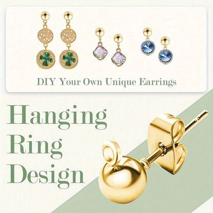 This set includes a total of 80 pieces of ball and column earrings, consisting of 40 round ball and column earrings and 40 butterfly earring backs. Perfect for DIY jewelry making, these pieces are available in both silvery and golden colors.