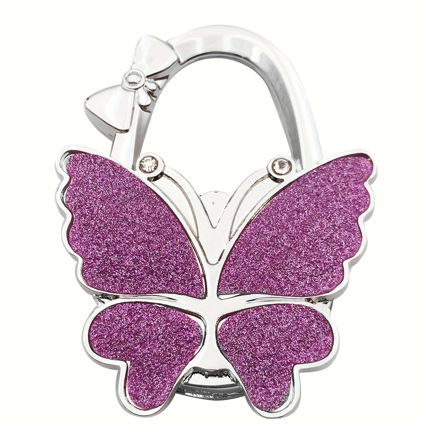 Shiny Butterfly-Shaped Folding Hanging Hook for Handbags - Perfect for Tables, Desks, Home, and Office