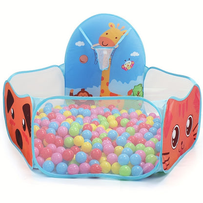 Durable, easy-clean polyester ball pit for indoor/outdoor fun in blue.