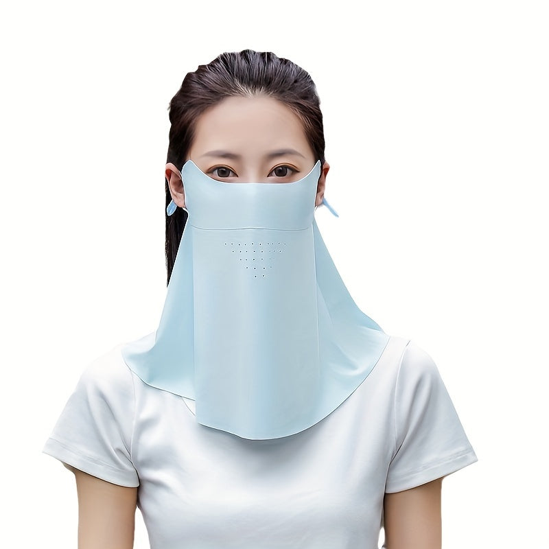 Women's Sun Protection Mask with Thin Neck Coverage, made from Ice Silk for UV Protection. Breathable design ideal for cycling and outdoor activities. Sunshade mask also functions as a Lent Mask for added protection.