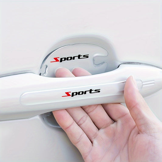 4/8 Sports Series Transparent Protective Stickers for Car Door Handles - Anti-Scratch, Anti-Collision Protection.