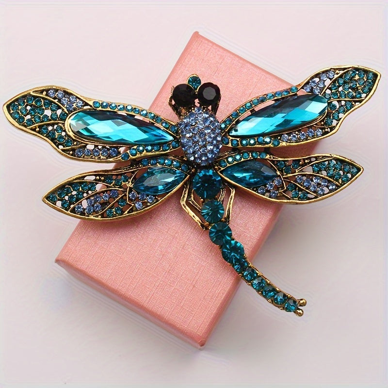 Chic Dragonfly Brooch Embellished with Shimmering Rhinestones - Stylish Animal Pin to Elevate Your Accessories Collection