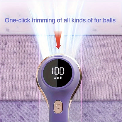 Fabric Shaver - USB Rechargeable, LED Display - Portable Hairball Trimmer for Clothes and Furniture