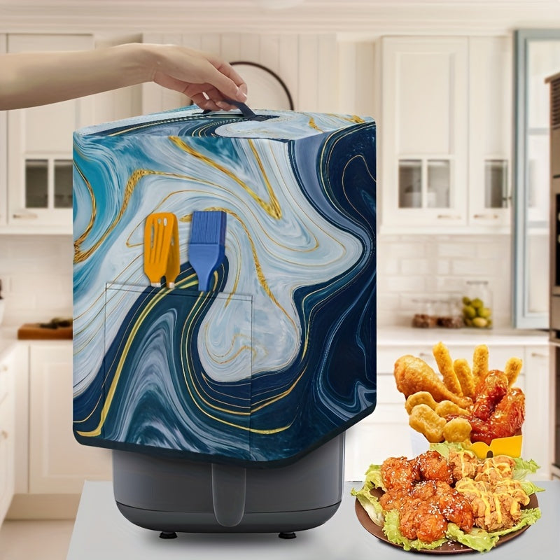 Protect your air fryer with handle with a marble texture dust cover that is waterproof. This instant pot pressure cooker accessory also fits universal electric appliances and comes with a convenient pocket for storage.