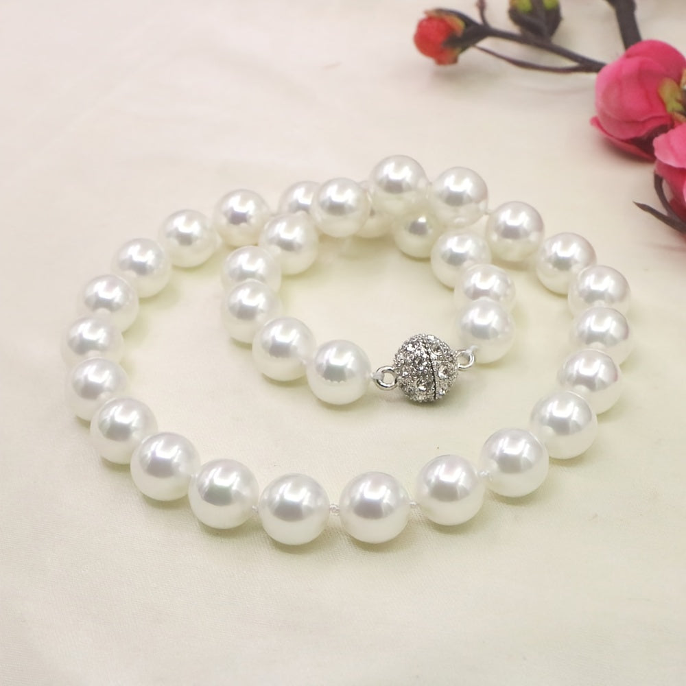 Exquisite French-inspired 12mm Freshwater Pearl Necklace in Vintage Style - Ideal for Daily Wear or Special Events. Makes a Sensual and Stylish Valentine's Day Gift, Comes with a Surprise Jewelry Box