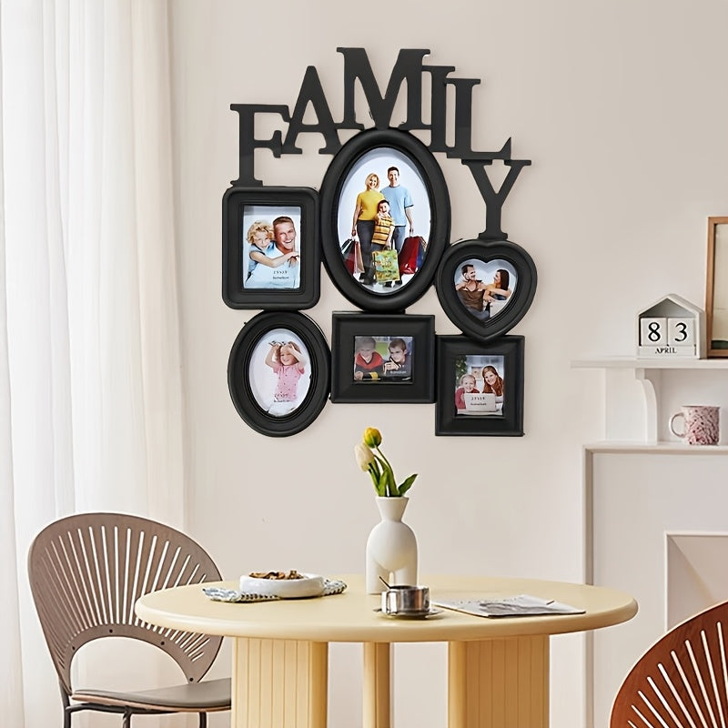 Display cherished memories with this Family Photo Frame Wall Hanging. Holds 6 multi-sized pictures, perfect for decorating your home and makes a great gift for Halloween, Thanksgiving, and Christmas.