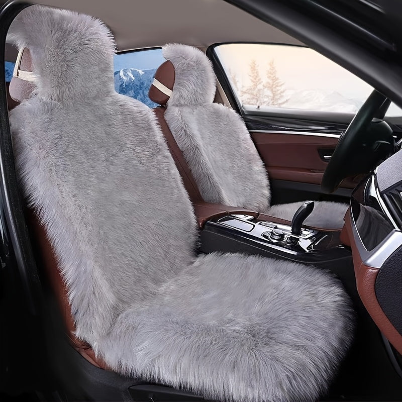 Plush winter car seat cushion with luxurious feel, thick warmth, hand-washable fit.