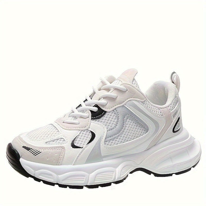 Women's Dad sneakers with breathable mesh, lace-up design, low top, and rubber sole.