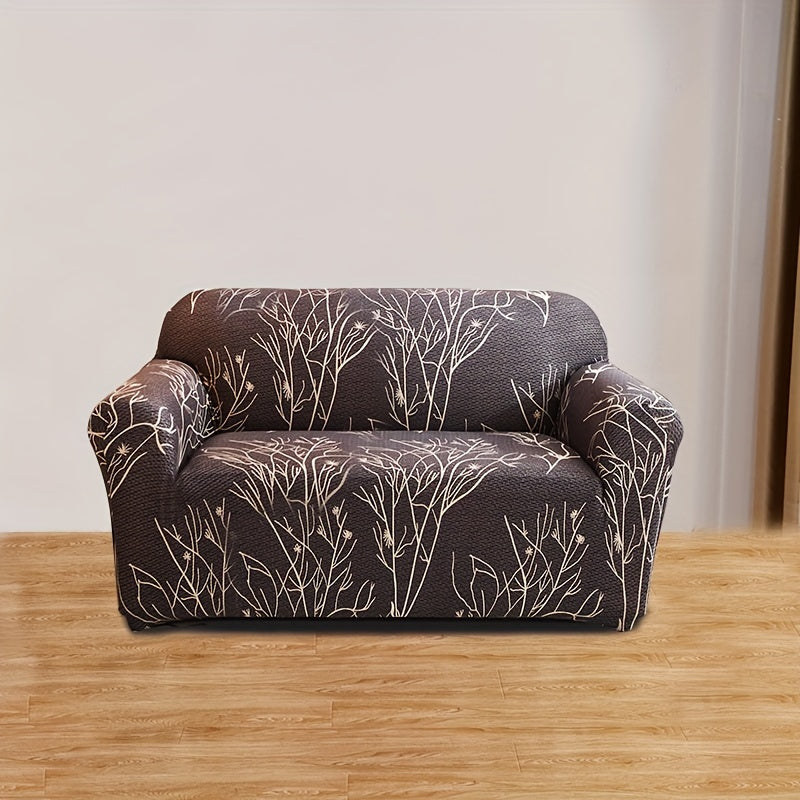 Four Seasons Printed Sofa Cover with Elastic Slipcover for Couch Protection from Cats, Ideal for Living Room or Office.